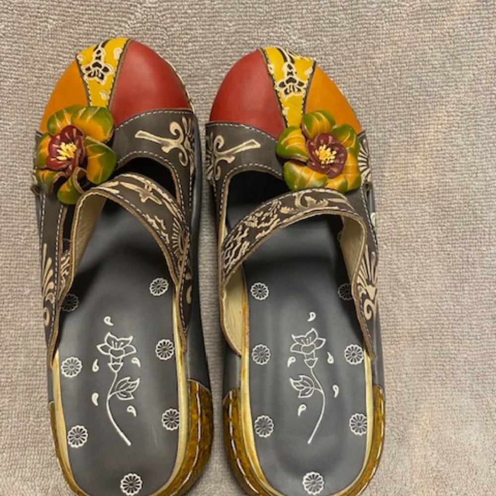 Socofy Womens Real Leather BoHo Inspired Sandals, Slip-ons - NOT FOR SALE